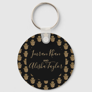 Indian Wedding Save the date Gold hamsa Henna Sleutelhanger