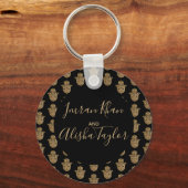 Indian Wedding Save the date Gold hamsa Henna Sleutelhanger (Achterkant)