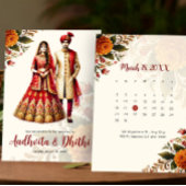 Indian Wedding with Traditional Bride & Groom Kaart