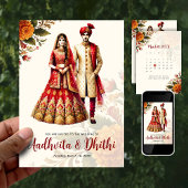 Indian Wedding with Traditional Bride & Groom Kaart