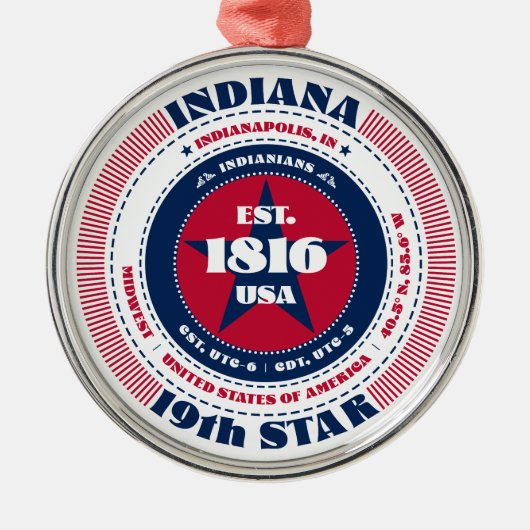 Indiana 19e staat kerstversiering metalen ornament (Voorkant)