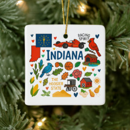 Indiana Aangepaste Familie Reis Kerstmis Keramisch Ornament