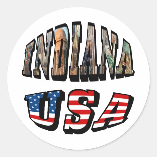 Indiana-Afbeelding en Amerikaanse vlag Ronde Sticker (Voorkant)