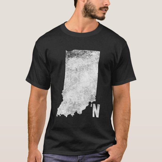 Indiana Apostrophe N State Map Outline T-shirt (Voorkant)