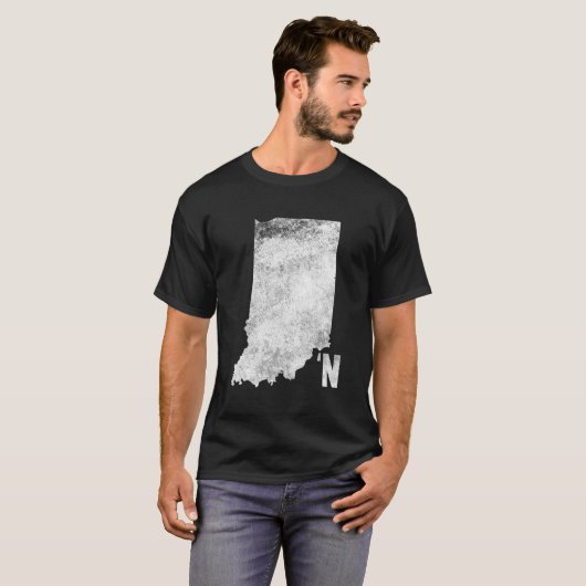 Indiana Apostrophe N State Map Outline T-shirt (Voorkant volledig)