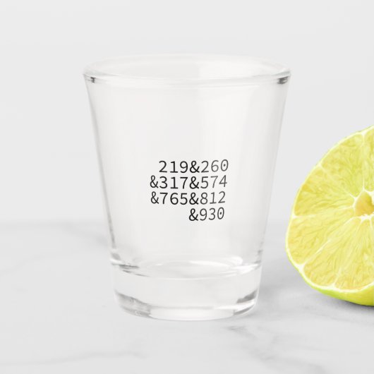 Indiana Area Codes Shot Glas (Voorkant)