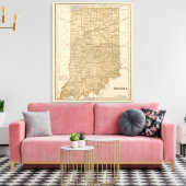 Indiana Atlas Map Canvas Afdruk (Insitu (Woonkamer))