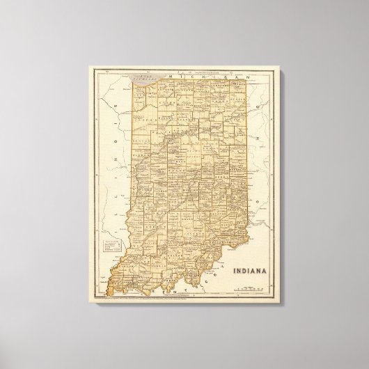 Indiana Atlas Map Canvas Afdruk (Voorkant)