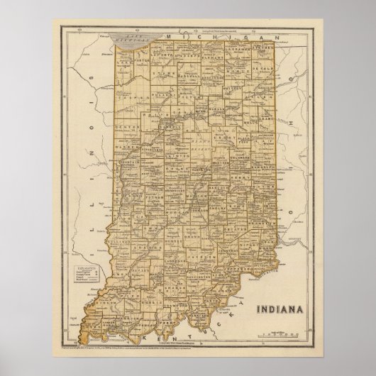 Indiana Atlas Map Poster (Voorkant)