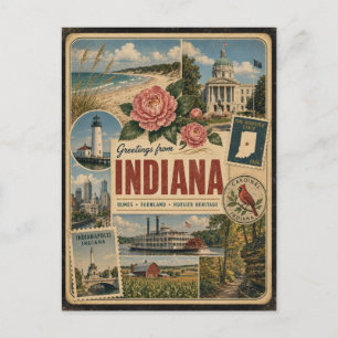 Indiana authentieke vintage stijl ansichtkaart briefkaart