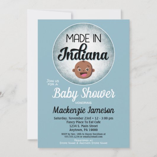 Indiana Baby shower African Blue Baby Kaart (Voorkant)