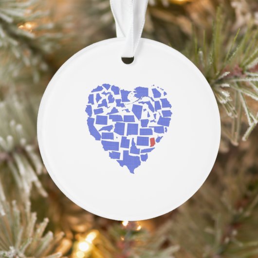 Indiana Blue American States Heart Mosaic Ornament (Boom)