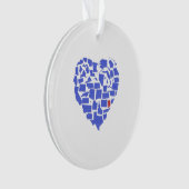 Indiana Blue American States Heart Mosaic Ornament (voorkant)
