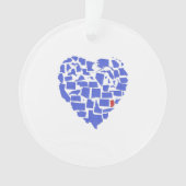 Indiana Blue American States Heart Mosaic Ornament (voorkant)