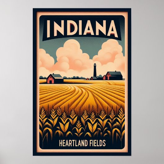 Indiana Boerderij Landschap Poster (Voorkant)