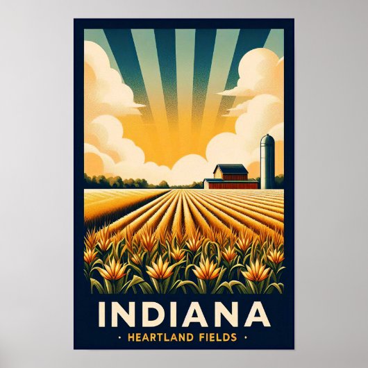  Indiana Boerderij Landschap Poster (Voorkant)