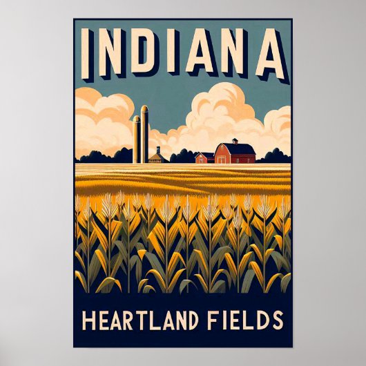 Indiana Boerderij Landschap Poster (Voorkant)