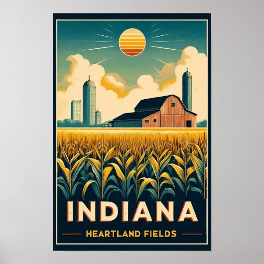  Indiana Boerderij Landschap Poster (Voorkant)
