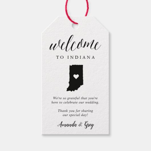 Indiana bruiloft welkom cadeaulabel (Voorkant)