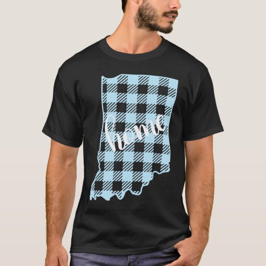Indiana Buffalo Plaid Home State Country Blue West T-shirt (Voorkant)