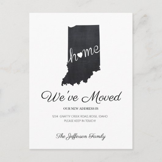 Indiana Chalkboard State Map Moving Briefkaart (Voorkant)