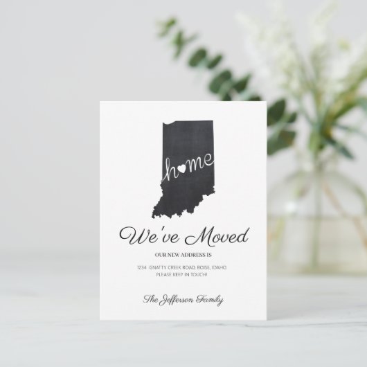 Indiana Chalkboard State Map Moving Briefkaart (Staand voorkant)