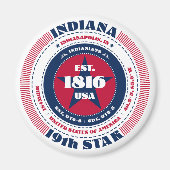 Indiana Circle Typography Souvenir Magnet (Voorkant)