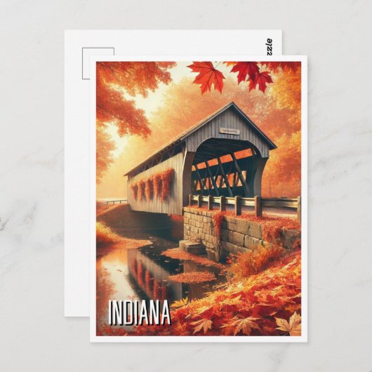 Indiana Covered Bridge Briefkaart (Voorkant / Achterkant)