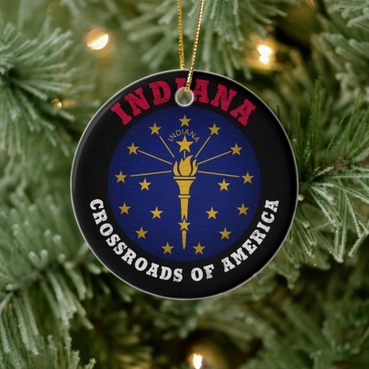 INDIANA CROSSROADS STATE FLAG KERAMISCH ORNAMENT (Boom)