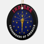 INDIANA CROSSROADS STATE FLAG KERAMISCH ORNAMENT (Links)