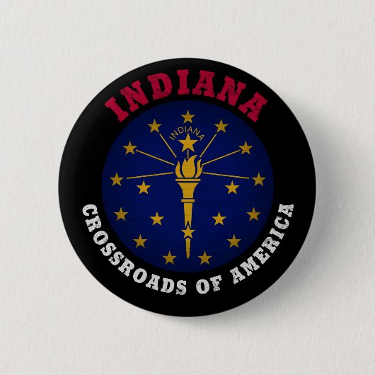 INDIANA CROSSROADS STATE FLAG RONDE BUTTON 5,7 CM (Voorkant)