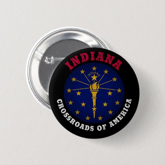 INDIANA CROSSROADS STATE FLAG RONDE BUTTON 5,7 CM (Voorkant /achterkant)