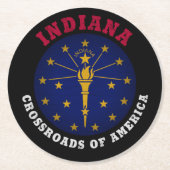 INDIANA CROSSROADS STATE FLAG RONDE KARTONNEN ONDERZETTER (Voorkant)