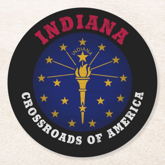INDIANA CROSSROADS STATE FLAG RONDE KARTONNEN ONDERZETTER (Voorkant)
