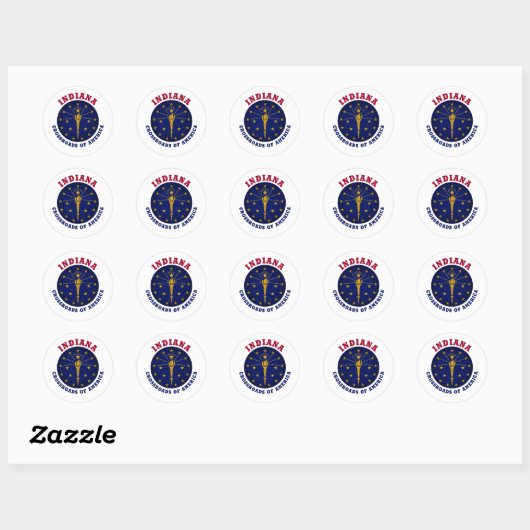 INDIANA CROSSROADS STATE FLAG RONDE STICKER (Vel)