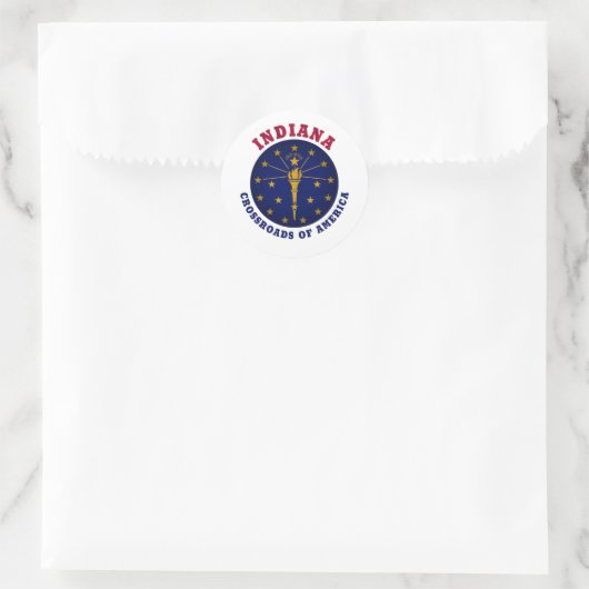 INDIANA CROSSROADS STATE FLAG RONDE STICKER (Tas)
