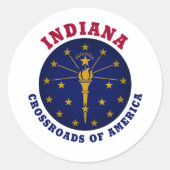 INDIANA CROSSROADS STATE FLAG RONDE STICKER (Voorkant)