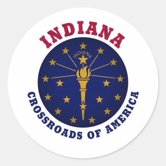 INDIANA CROSSROADS STATE FLAG RONDE STICKER (Voorkant)