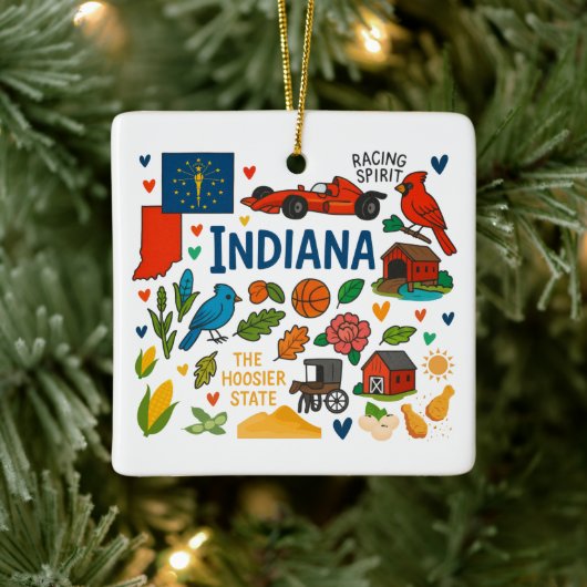 Indiana Custom Family Trip Christmas Keramisch Ornament (Boom)