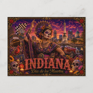 Indiana Día de los Muertos Retro Briefkaart