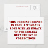 Indiana DoC #1 Briefkaart (Voorkant / Achterkant)