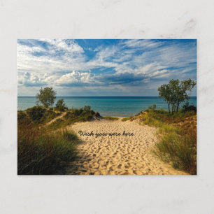 Indiana Dunes, Lake Michigan. Ik wou dat je hier w Briefkaart