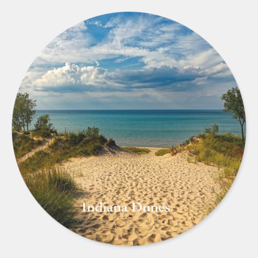Indiana Dunes, Lake Michigan,  Ronde Sticker (Voorkant)