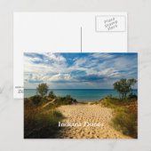 Indiana Dunes, Michiganmeer, gelabeld Briefkaart (Voorkant / Achterkant)