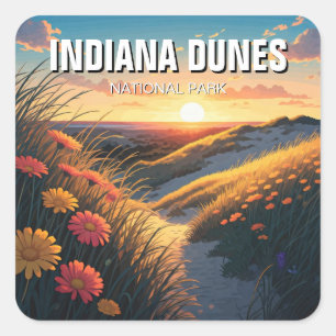 Indiana Dunes National Park Reizen Vierkante Sticker