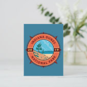 Indiana Dunes National Park Retro Compass Emblem Briefkaart (Staand voorkant)