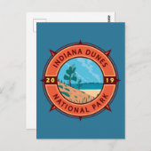 Indiana Dunes National Park Retro Compass Emblem Briefkaart (Voorkant / Achterkant)