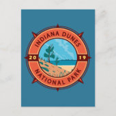 Indiana Dunes National Park Retro Compass Emblem Briefkaart (Voorkant)