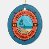 Indiana Dunes National Park Retro Compass Emblem Keramisch Ornament (Links)