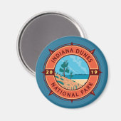 Indiana Dunes National Park Retro Compass Emblem Magneet (Voorkant / Achterkant)